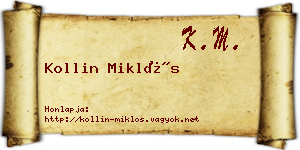 Kollin Miklós névjegykártya